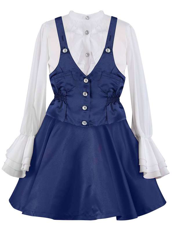 Блузка с жакетом и юбкой, Perlitta PRGt061612A, navy white, Perlitta PRGt061612A синий