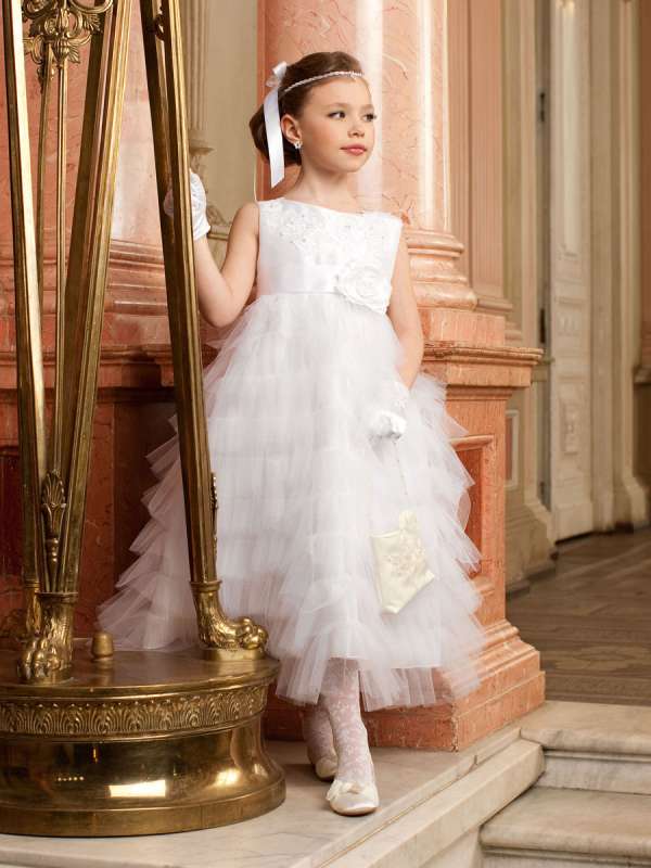 Платье праздничное для девочек, Perlitta PSA051201 белый