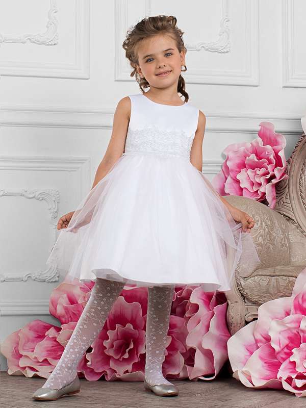 Платье праздничное для девочек, Perlitta PSA061406 белый